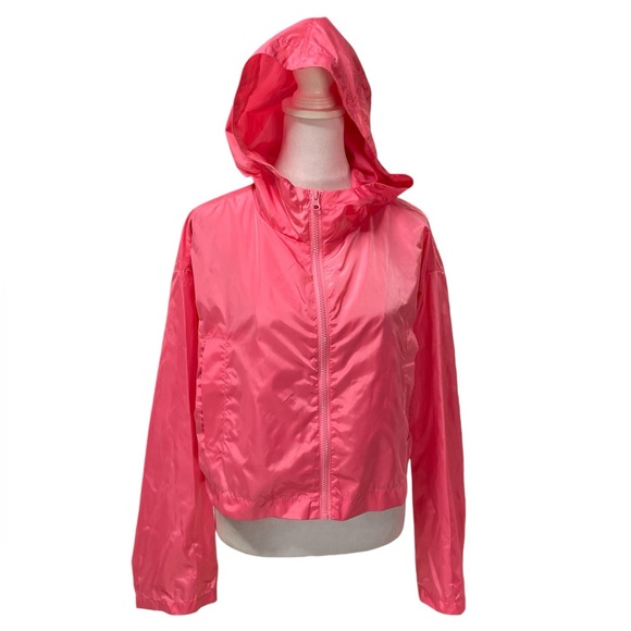 ASOS Pink Cropped Long Sleeve Zip Front Lightweight Windbreaker Hoodie Size 2 - Picture 2 of 14